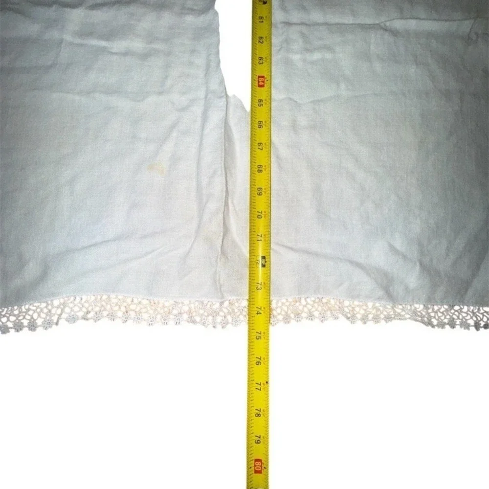 Vintage Oval Tablecloth White Crochet Lace Floral Edge 80 x 60 in